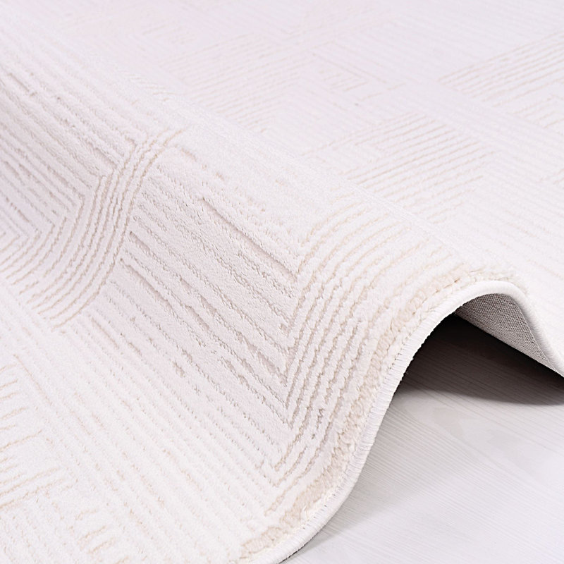 Tapis crème moderne antidérapant lavable à la machine, Rectangle 3 pi 4 po x 5 pi