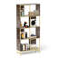 Bibliothèque industrielle avec touche rustique, pour des environnements polyvalents, bibliothèque en bois, petites pièces asymétriques
