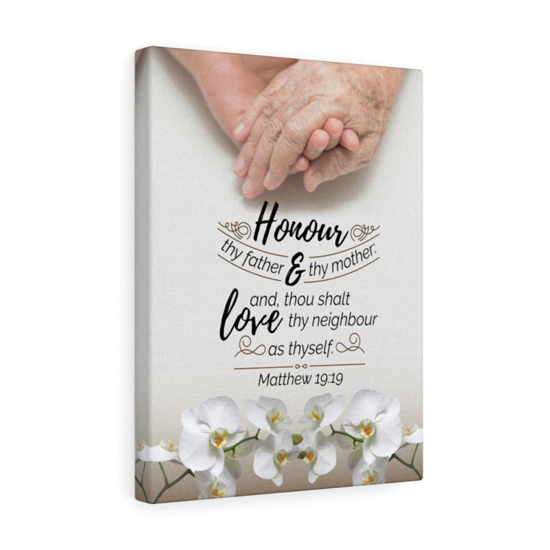 Honour Thy Father And Mother Matthew 19:19 - Wrapped Canvas Print, 61cm H x 46cm W