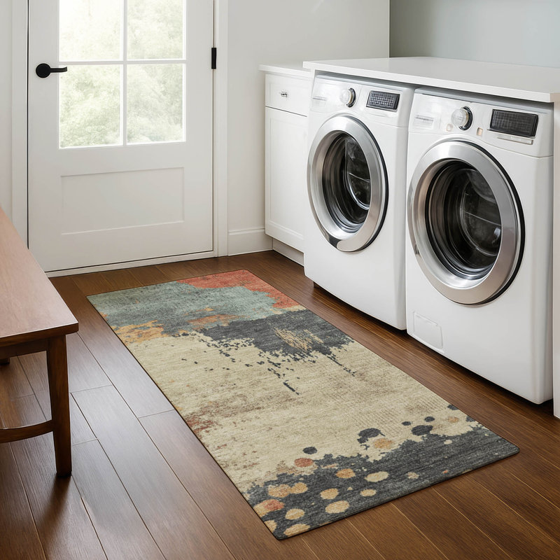 Premium Machine Washable Pinkston Abstract Rug, Runner 2'3" x 7'6"