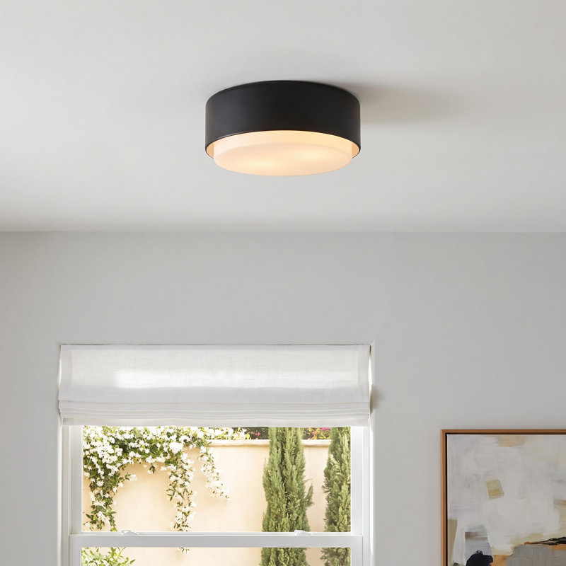 Fitzgerald Glass Flush Mount, Black