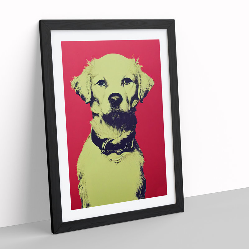 XV1022-3542X Pop Art Puppy Dog - Print, Black Framed, White, 34cm H x 25cm W