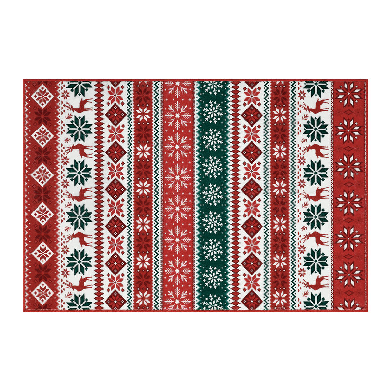 Christmas Area Rug for Living Room Machine Washable Winter Rug Snowflake Non-Slip Rug Xmas Holiday Accent Rug for Bathroom Bedroom