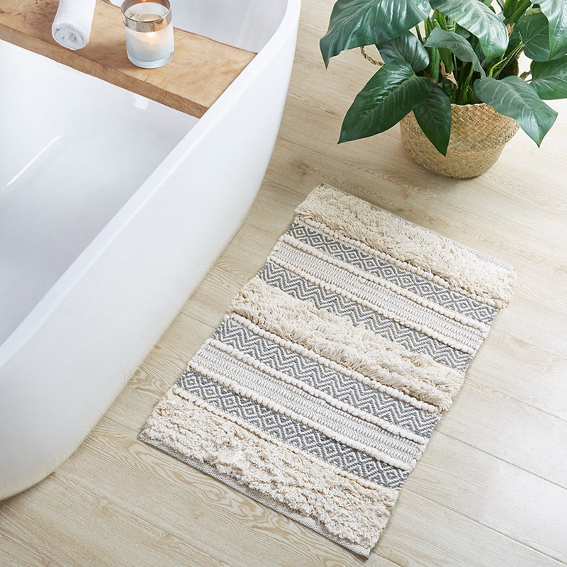 Brunsville Non-Slip Bath Rug, Gray