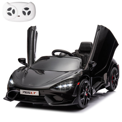McLaren765LT pour enfants de 3 à 6 ans, voiture électrique alimentée par batterie 12 V de Mukidy pour enfants, véhicule électrique alimenté par batterie, avec télécommande pour les parents, lecteur de musique, 3 vitesses, noir