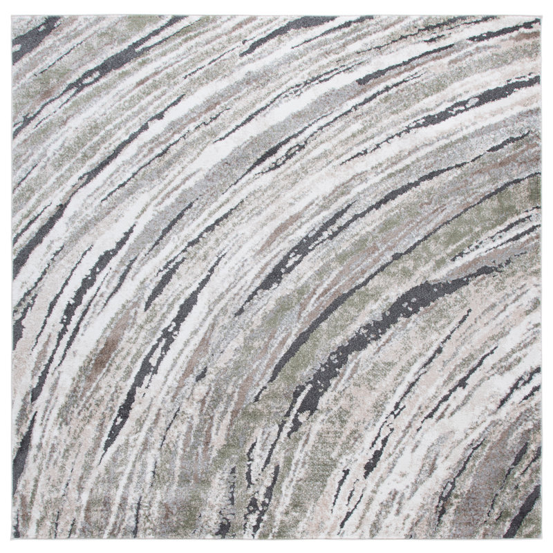 Fleurizard Opal Performance Abstract Rug, Square 6'7"
