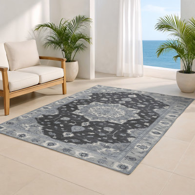 Tabriz Gray Indoor and Outdoor Area Rug