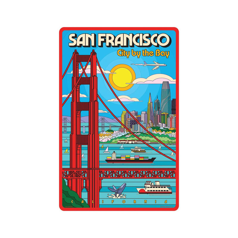 San Francisco Pop Art Travel Poster by Jim Zahniser - Wrapped Canvas Print, 20.32 cm H x 30.48 cm W