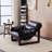 Medieval-Modern Style Lounge Chair – 29.5'' H, Oil-Waxed Leather(Black)-498058193