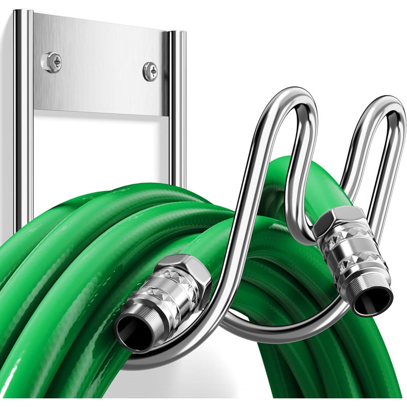 Support de tuyau d'arrosage en acier inoxydable - Très grand argent robuste