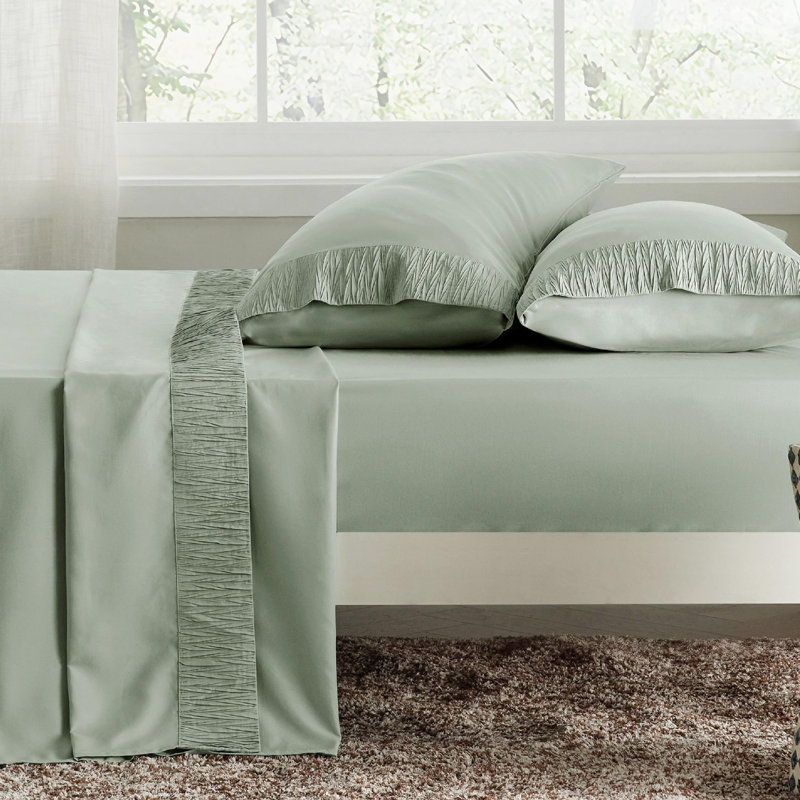 Ensemble de draps en microfibre de polyester pour literie Hotel Luxury, Ensemble de draps pour grand lit avec 2 taies d'or