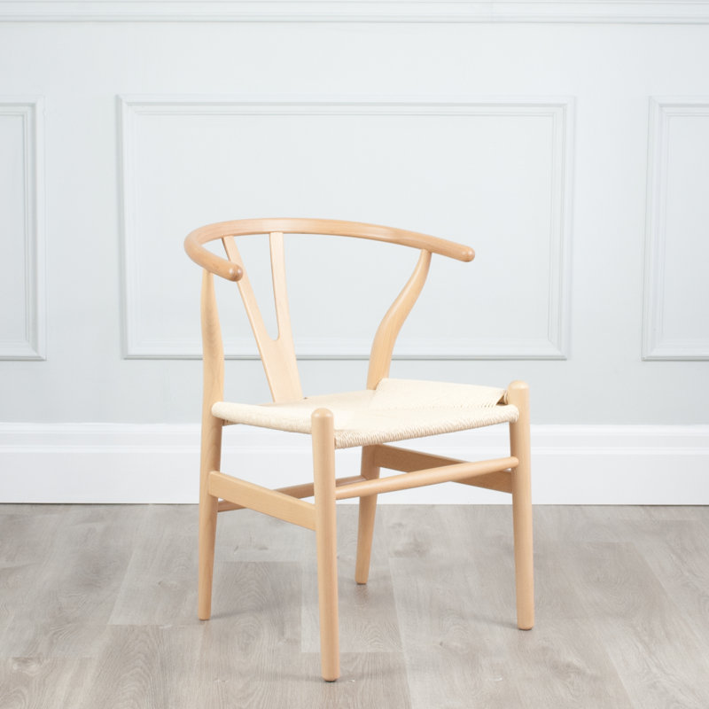 Chaise d'appoint en bois massif Collett Cordes, Beige