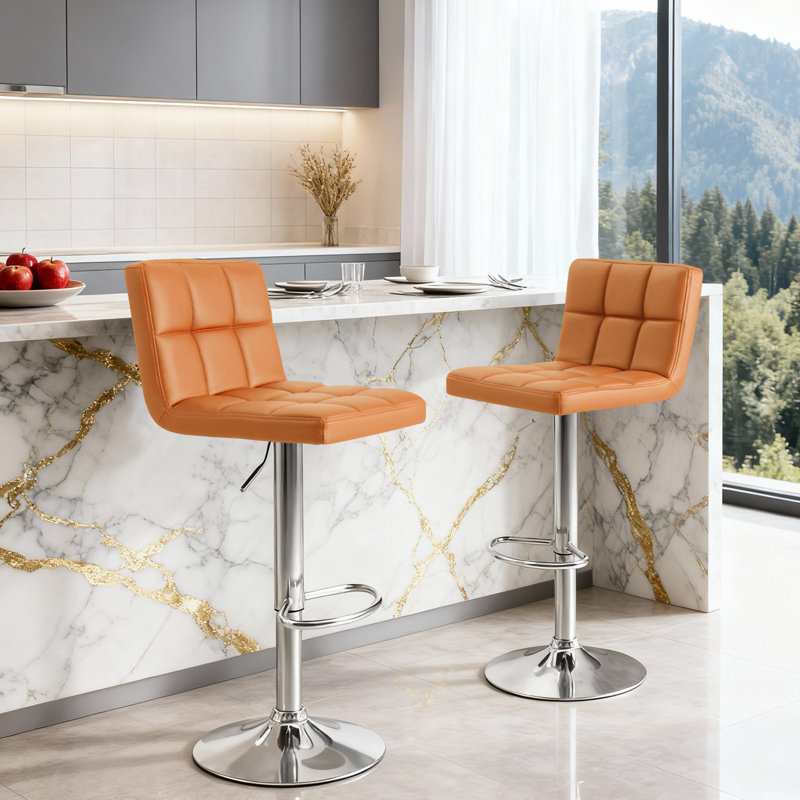 Tabouret de bar pivotant à hauteur réglable Stallcup, Orange
