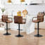 Tabouret de bar rembourré et réglable en hauteur brun clair 4 pièces avec structure en métal-1206658876