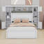 Lit en bois avec armoire, tablette et prises tout-en-un-514577487