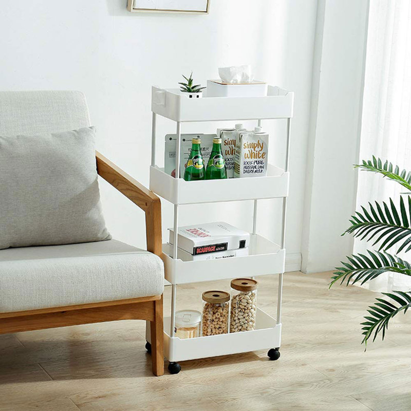 35.4'' H x 15.7'' W Utility Cart with Wheels, White