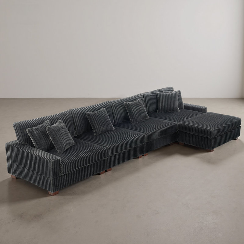 5 Seater Seating Component, Grey Faux Fur