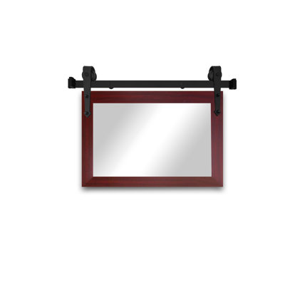 Miroir rustique moderne avec rail de porte de grange en acier