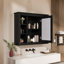 Armoire de rangement murale de salle de bain 35 po x 28 po, armoire à pharmacie, armoire murale moderne avec miroir, armoire à miroir avec 6 tablettes ouvertes (meuble-lavabo non inclus)
