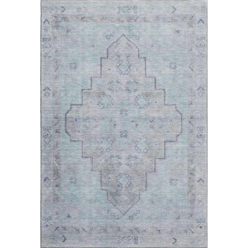 Premium Machine Washable Tara AMF1918 Border Rug, Rectangle 5' x 7'6"