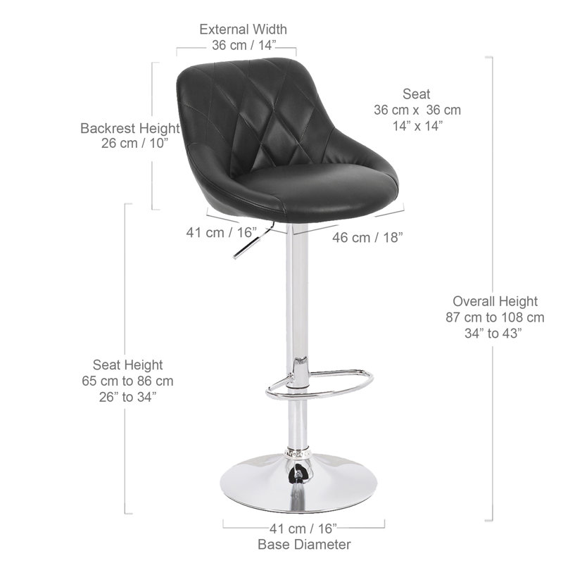 Tabouret de bar Adam, Noir