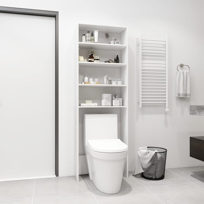 Awaiz Solid Wood Over The Toilet Storage, White