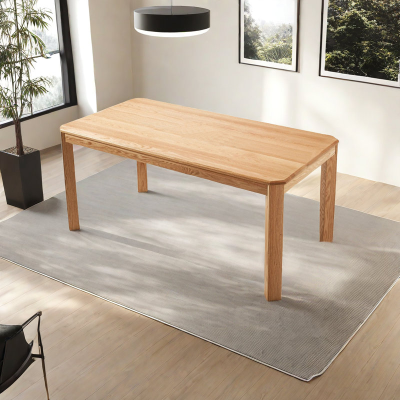Miquela Oak Solid Wood Dining Table, 33.46" W x 62.99" L