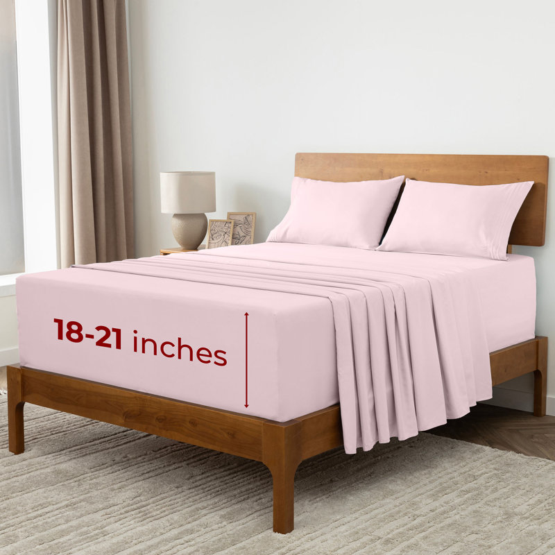 Ensemble de draps Mellanni 1800, Rosé, Ensemble de draps pour très grand lit avec 2 taie