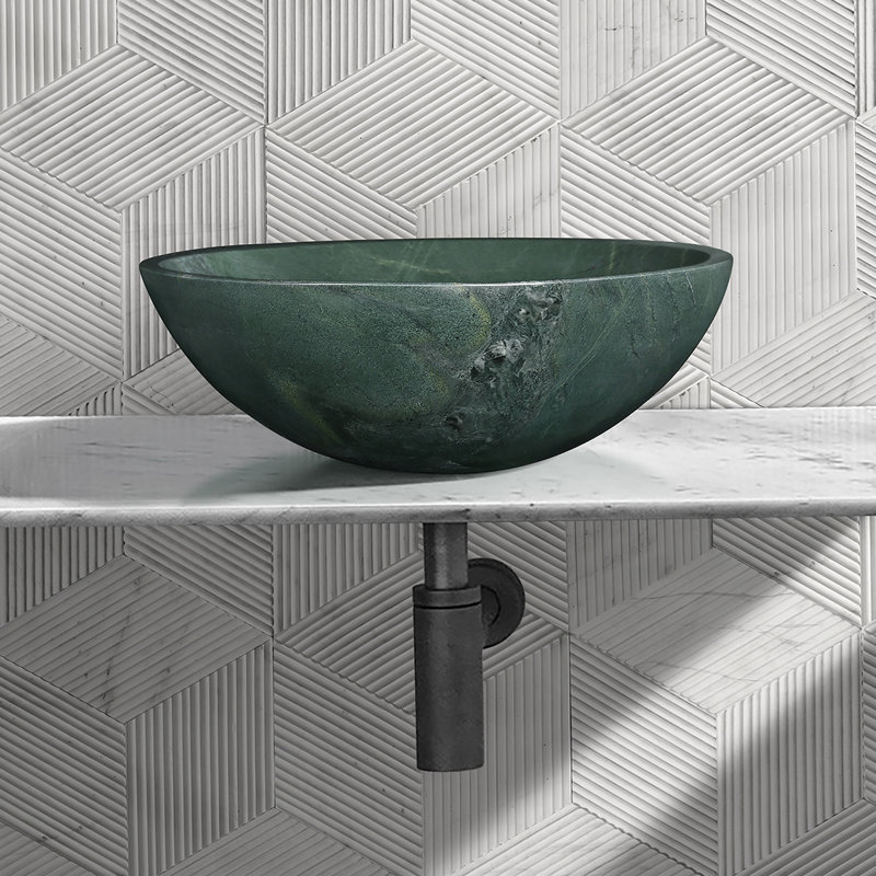 Bathroom Vessel Sink, Round Sink For Home, Green
