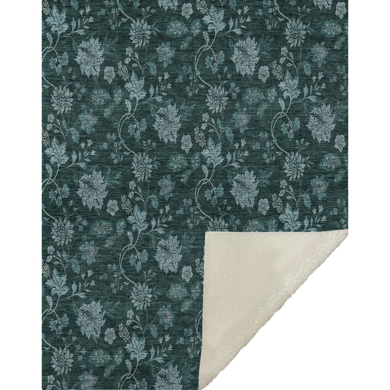 Jeté à motif floral Addison Sherpa ASB680, Sarcelle
