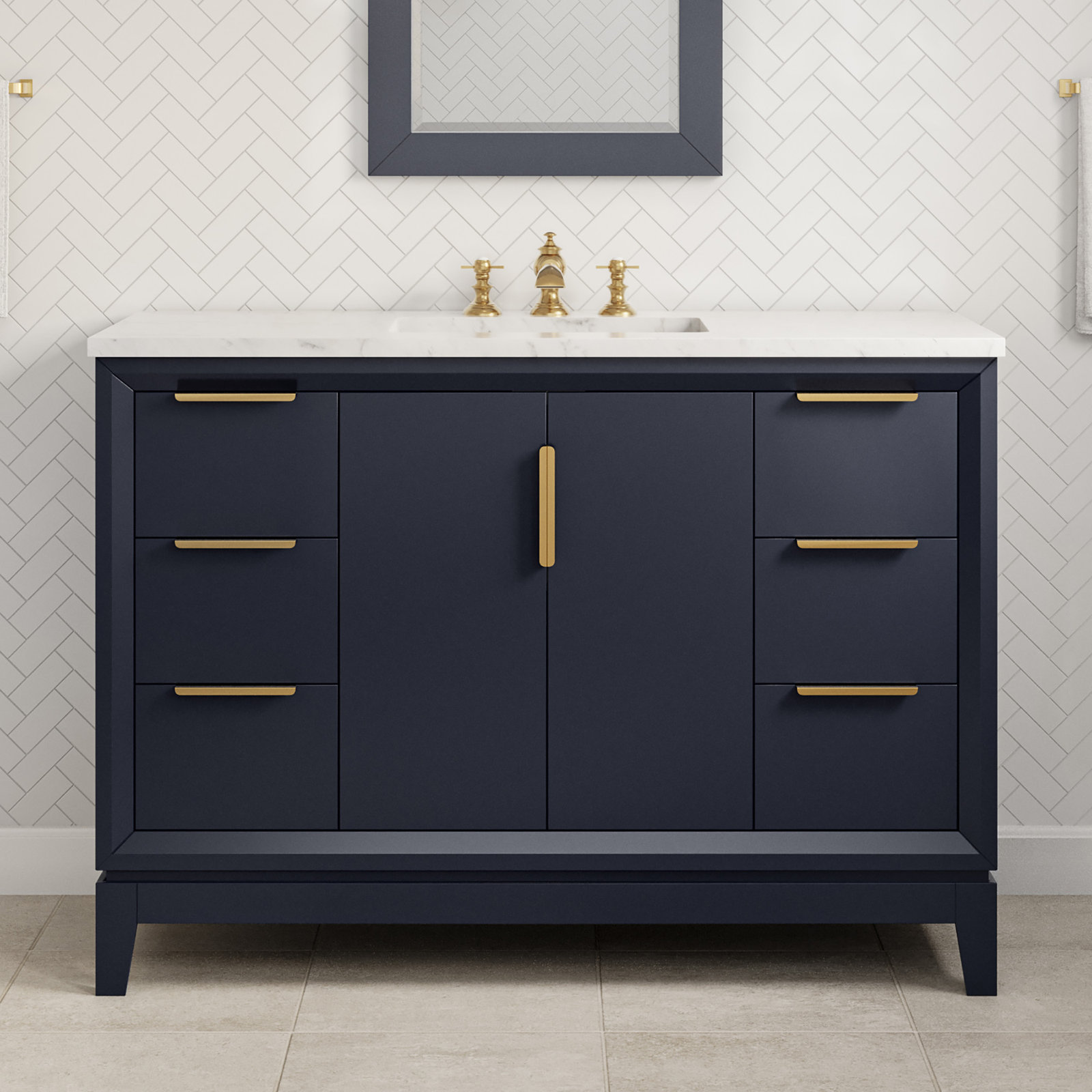 48" Eucalyptus Single Bathroom Vanity, Monarch Blue, Gold