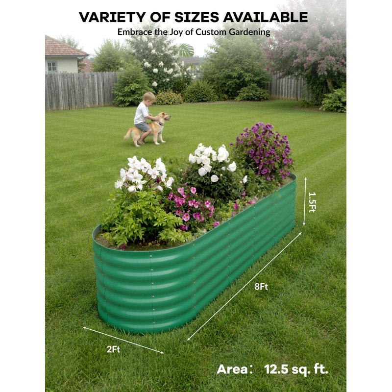 Metal Raised Garden Bed, 45cm H x  240cm W x 60cm D, Green