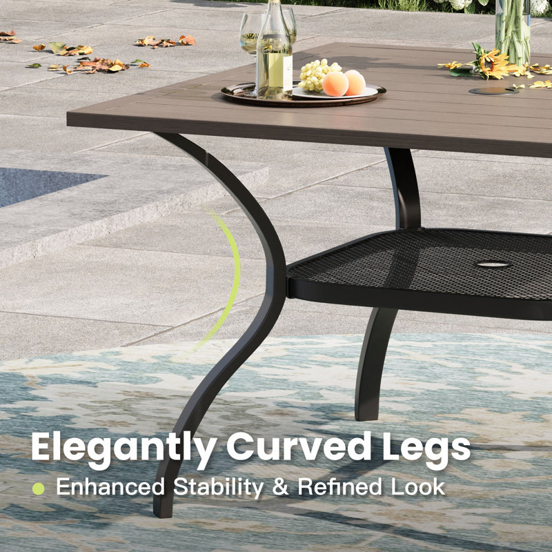 Square Outdoor Patio Dining Table, Brush Wood Gray
