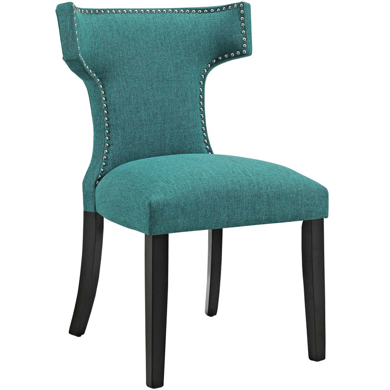Modway Curve Fabric Dining Chair, Teal Plainweave