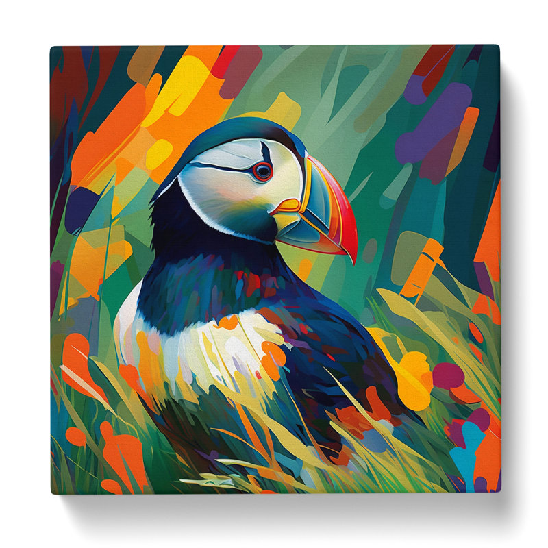 Puffin Fauvism - Wrapped Canvas, 50cm H x 50cm W x 3cm D