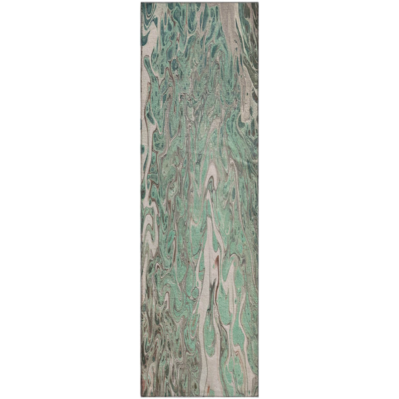 Premium Machine Washable Chananya Mint Rug, Runner 2'3" x 7'6"