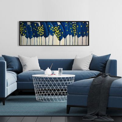 Abstract Blue Flowers Framed Canvas | Contemporary Home Decor