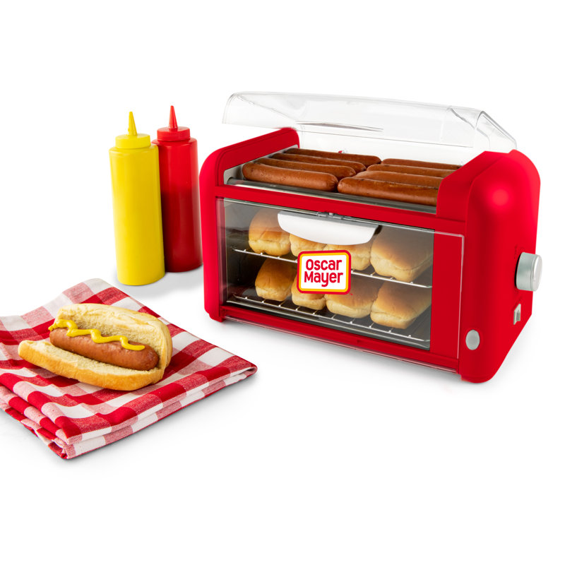 Oscar Mayer Stainless Steel Non Stick Hot Dog Roller Sandwich Maker & Panini Press with Plastic Lid