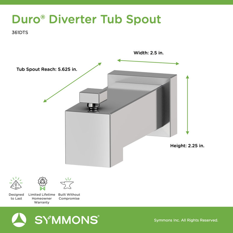 Duro Wall Tub Spout with Diverter, Chrome