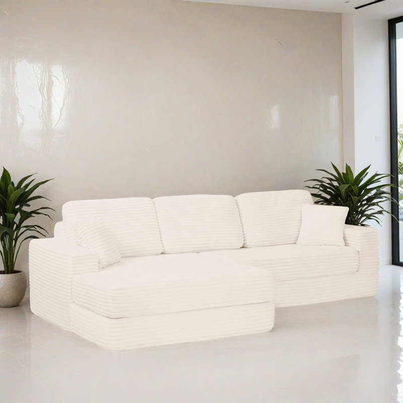 Canapé-lit modulaire 2 pièces pour salon, Polyester beige