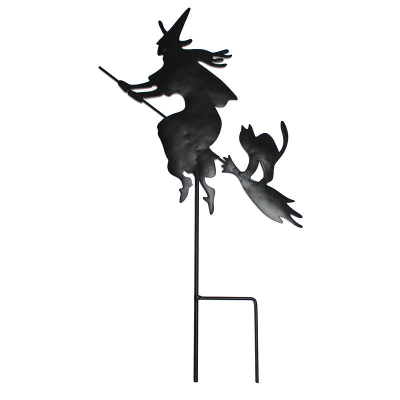 19 po Halloween sorcière sur balai avec piquet de jardin pour chat