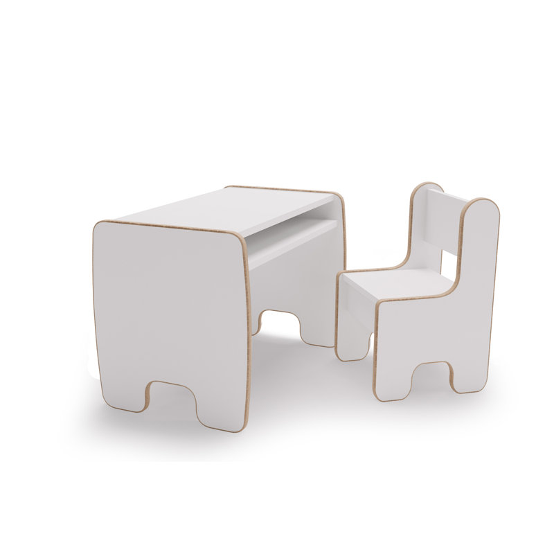Kids 2 Piece Rectangular Arts And Crafts Table and Chair Set, White