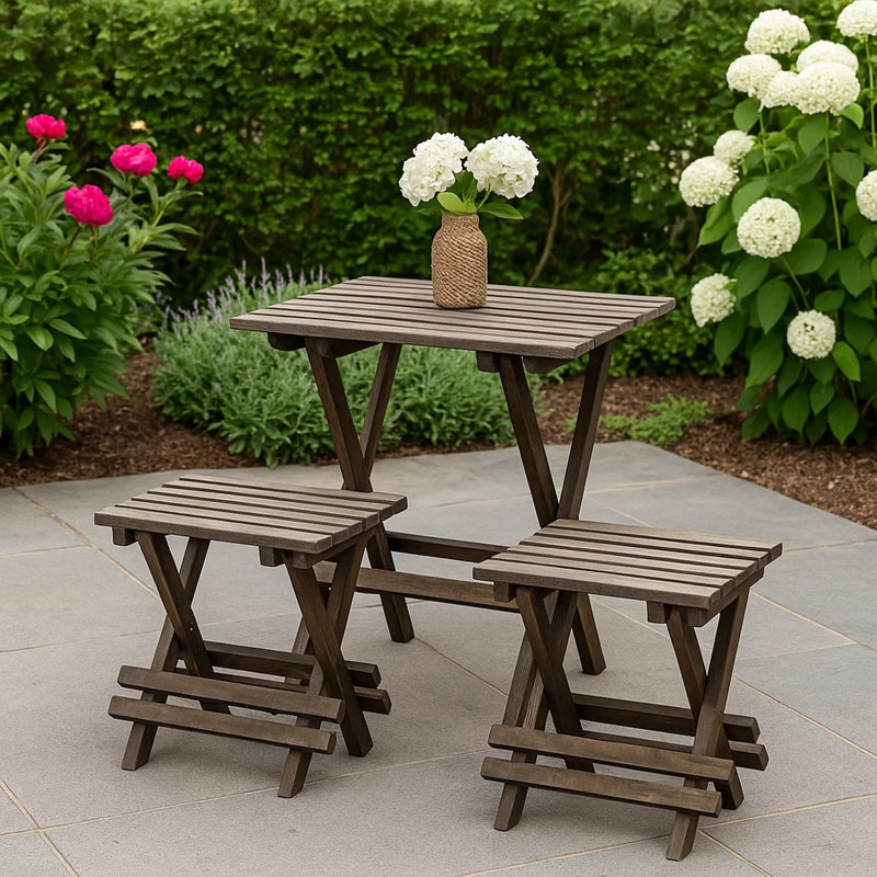 Kahdeja 2 - Person Acacia Solid Wood Top Trestle Base Dining Set