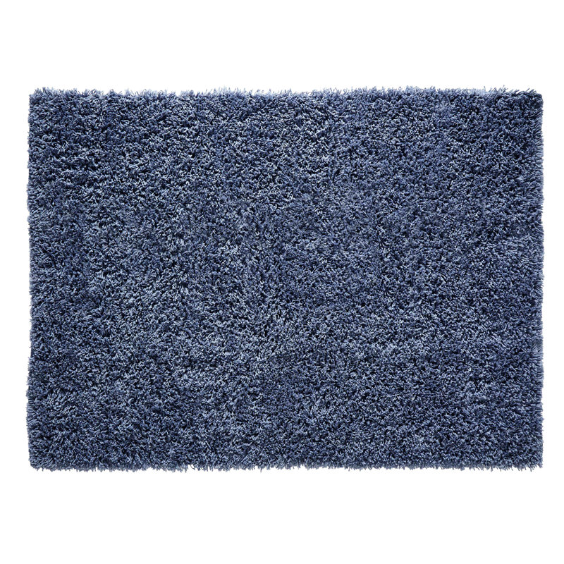Tapis bleu fait à la main Medaryville, 87 po x 111 po
