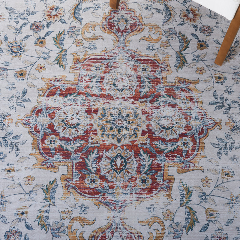 117 Area Rug In Grey / Rust, Runner 2'6" x 12'