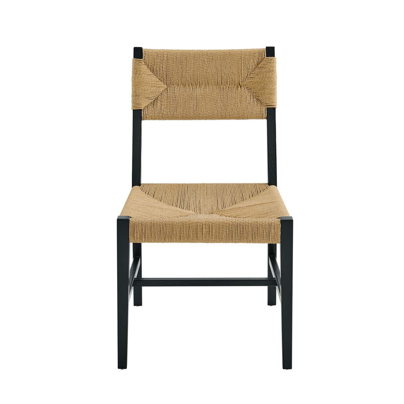 Elm Wood and Cane Black/Natural Dining Side Chair