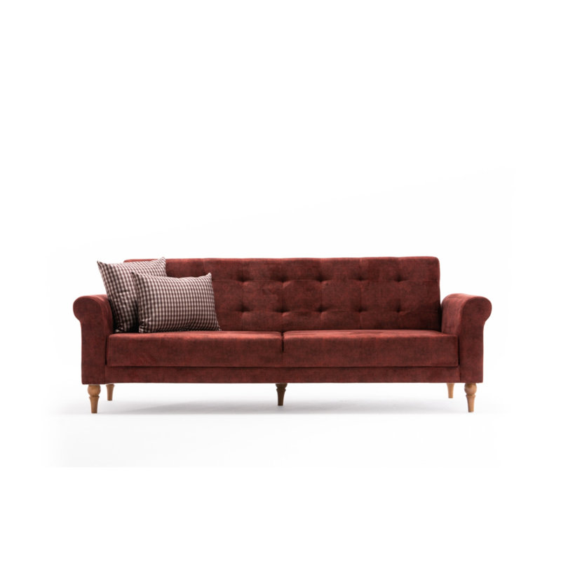 Canapé-lit rembourré 87,8 po Lyndsey, 100 % polyester rouge