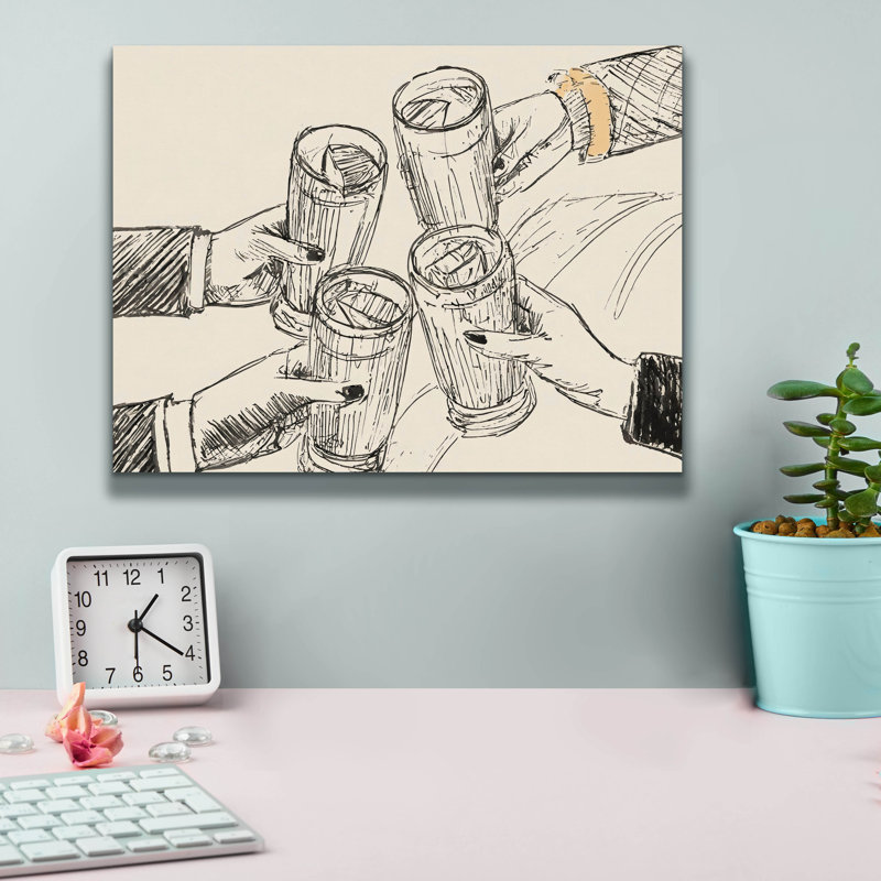 «Cheers People» par Andreas Magnusson, art mural sur toile, H 12 po x l 16 po x P 0,75 po