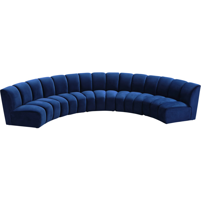 Canapé modulaire en velours Infinity, Velours bleu marine, 5 pièces