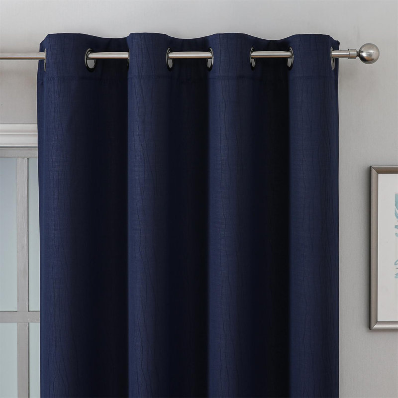 Embossed Blackout Curtain, 50" W x 63" L, Navy Blue